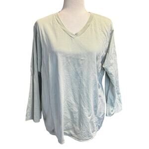 Vintage Hot Cotton by Marc Ware 100% Cotton V-Neck Long Sleeve Top XL Mint Green
